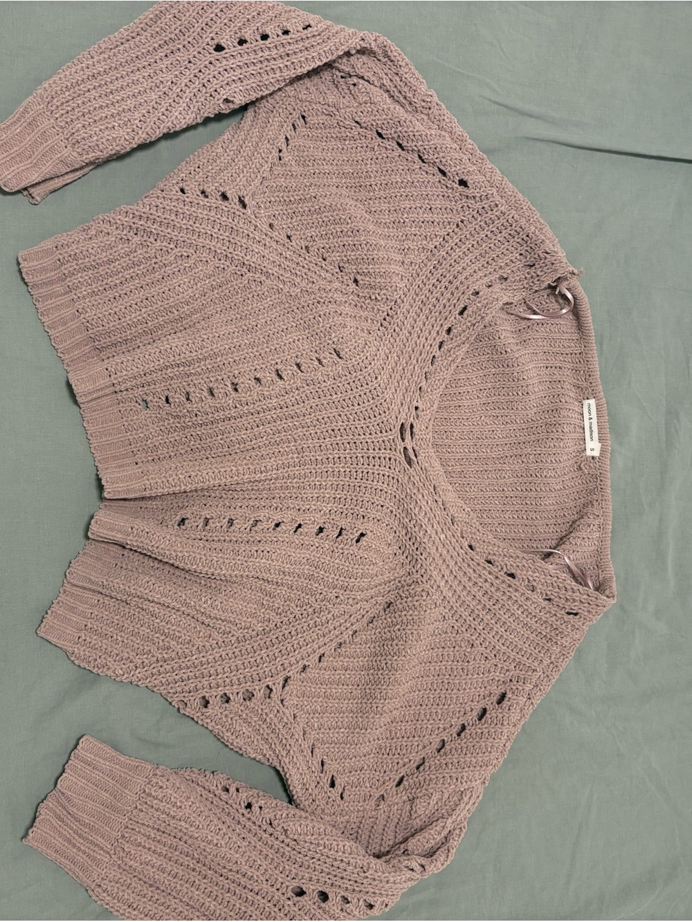 Light Mauve Open-Knit Women's Sweater